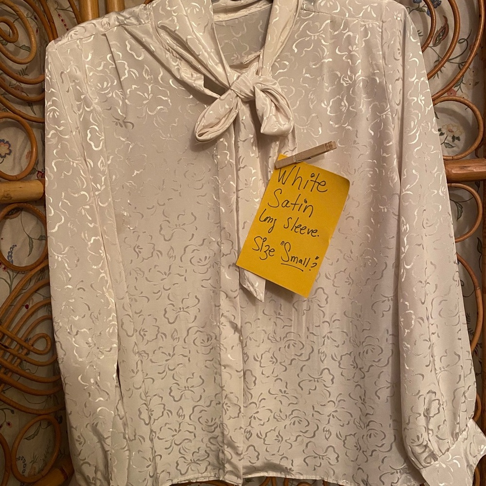 Elegant White Satin Long Sleeve Blouse